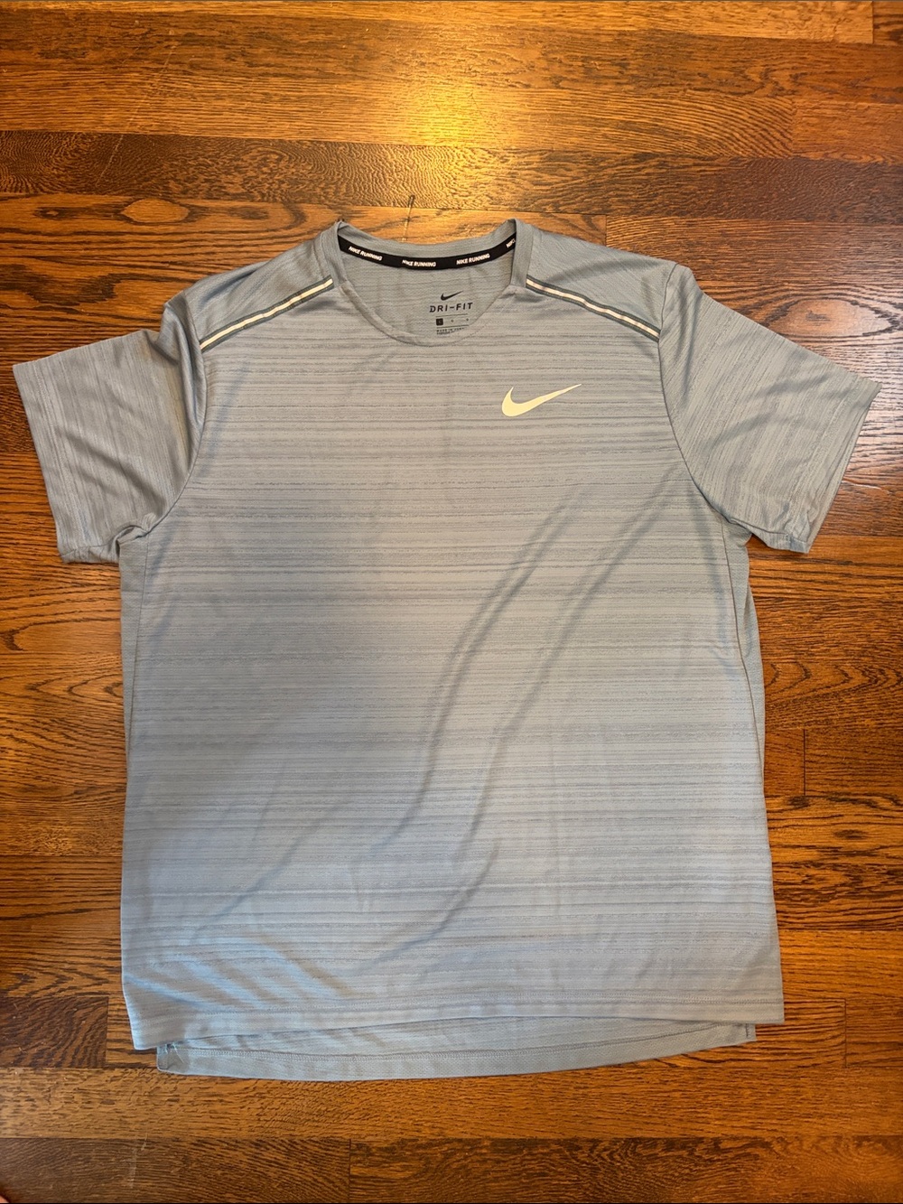 Nike Men's Light Blue Short Sleeve Dri-FIT Tee with White Swoosh